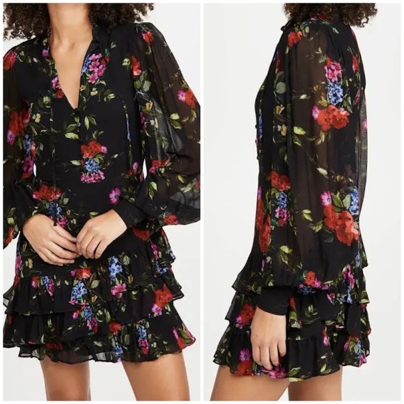 NWT Yumi Kim Marquis Dress In It's Magic Black Chiffon Floral Size Medium - Picture 8 of 9